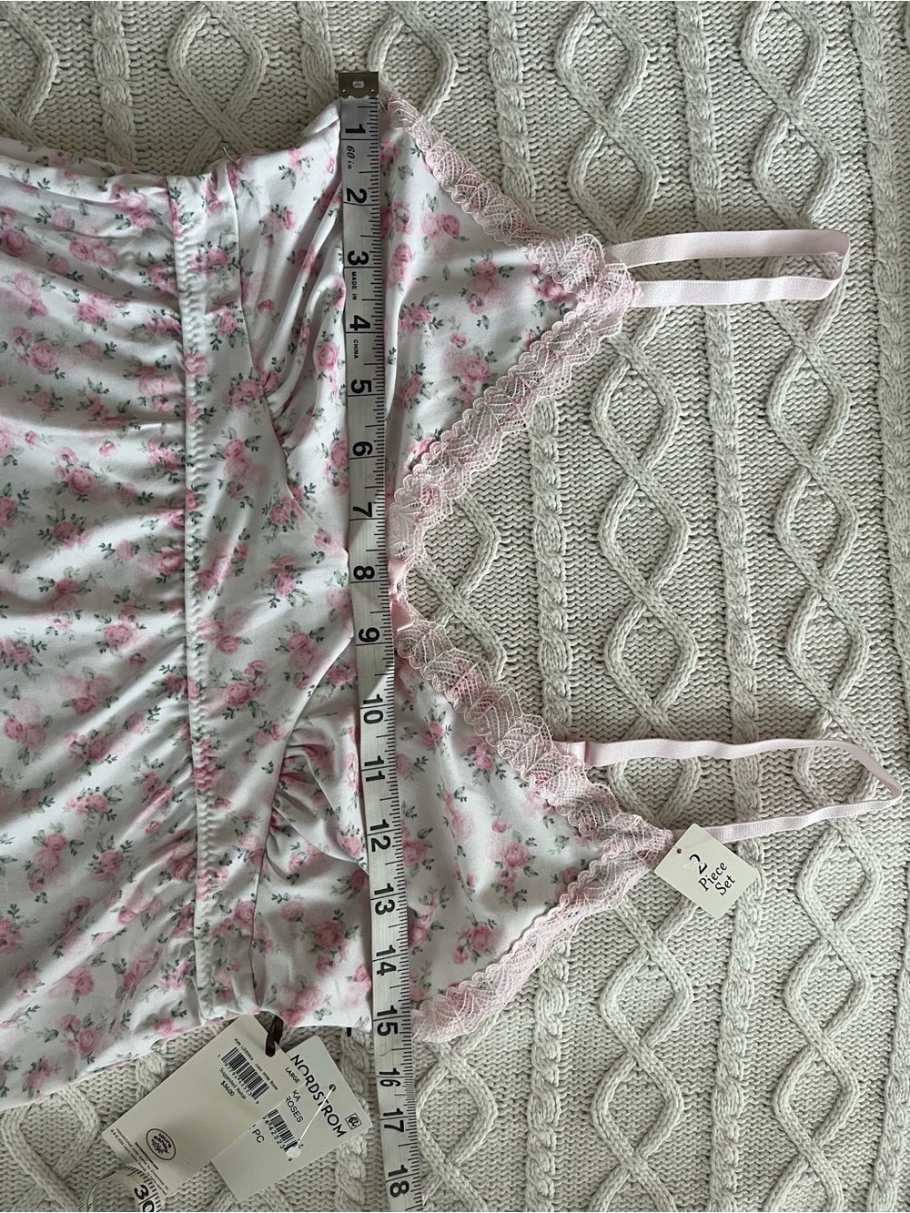 Laura Ashley “Pink Roses” Floral Lace-Trim Sleep Set, Cami & shorts Size Large - Picture 2 of 16